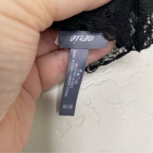 Aerie Black Lace V Neck Bralette Medium - Picture 4 of 8